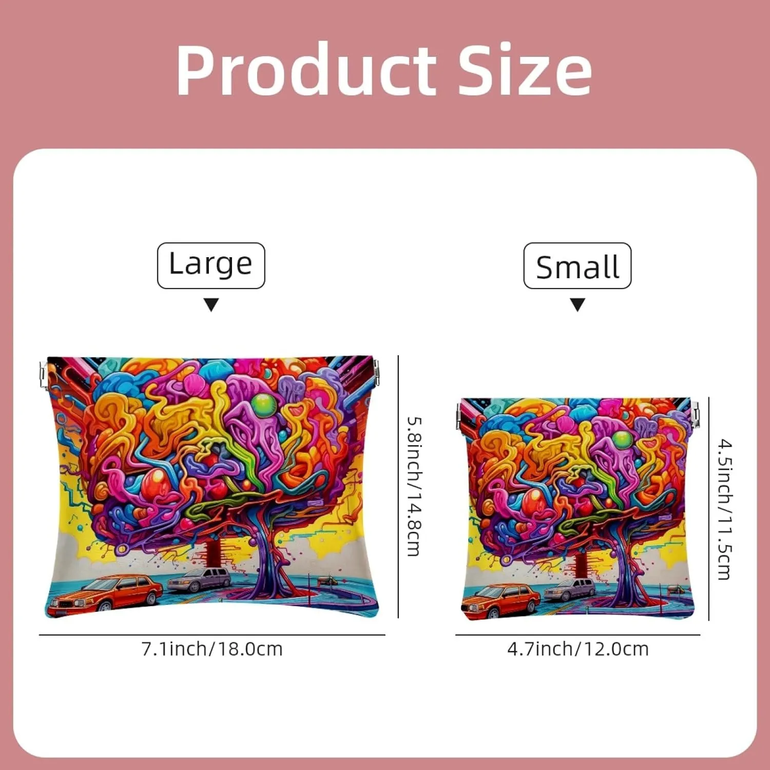 2 PCS Funny Cosmetic Shrapnel Bag Cute Makeup Toiletry Bags Change Vegan Leather Flat Large Box Trendy Teen Case Simple Tote Everyday Summer Birthday Mind Bus