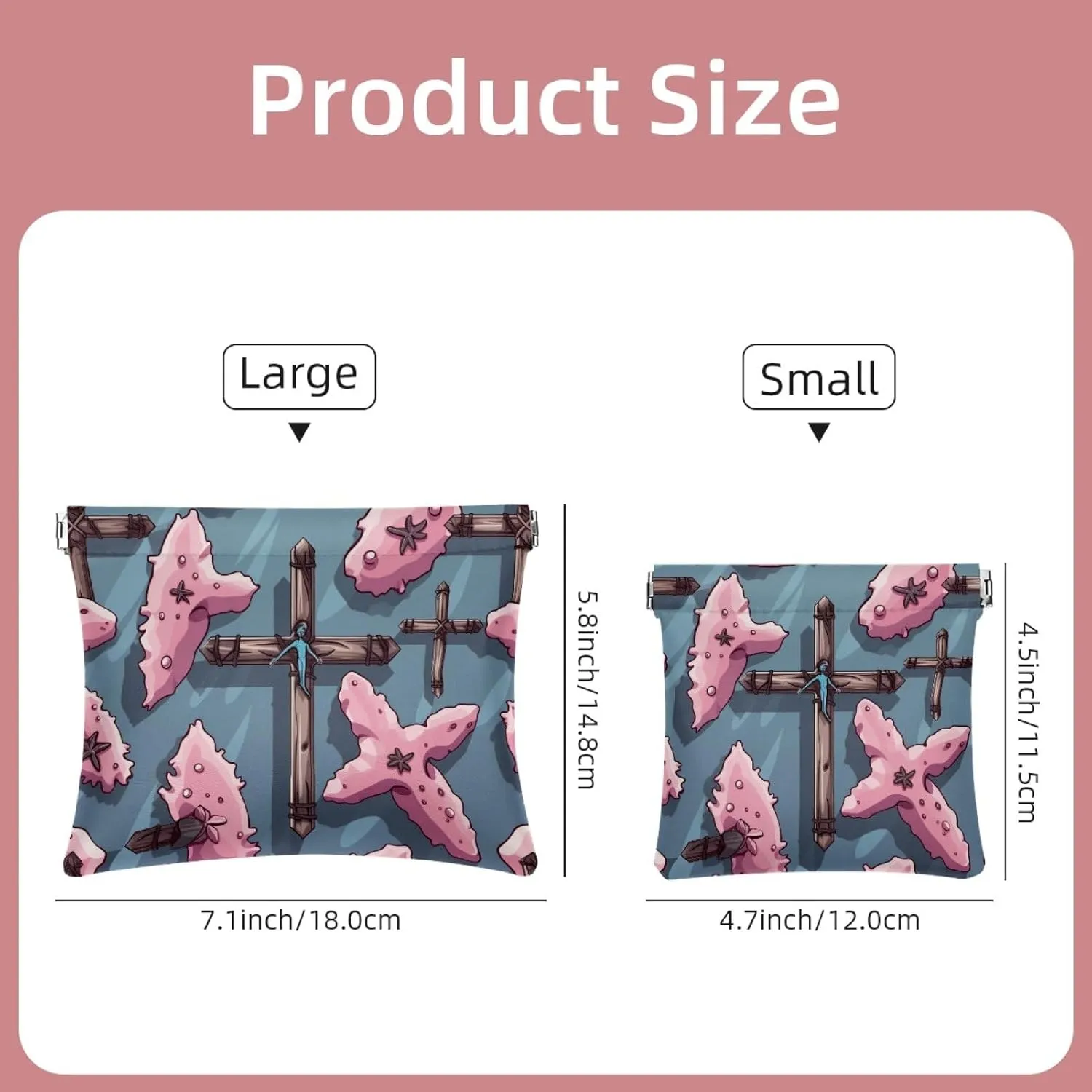 2 PCS Funny Cosmetic Shrapnel Bag Sturdy Makeup Toiletry Bags Change Vegan Leather Compact Mini Storage Trendy Kids Pencil Personal Travel Light Cosmetology Gym Easter Cross