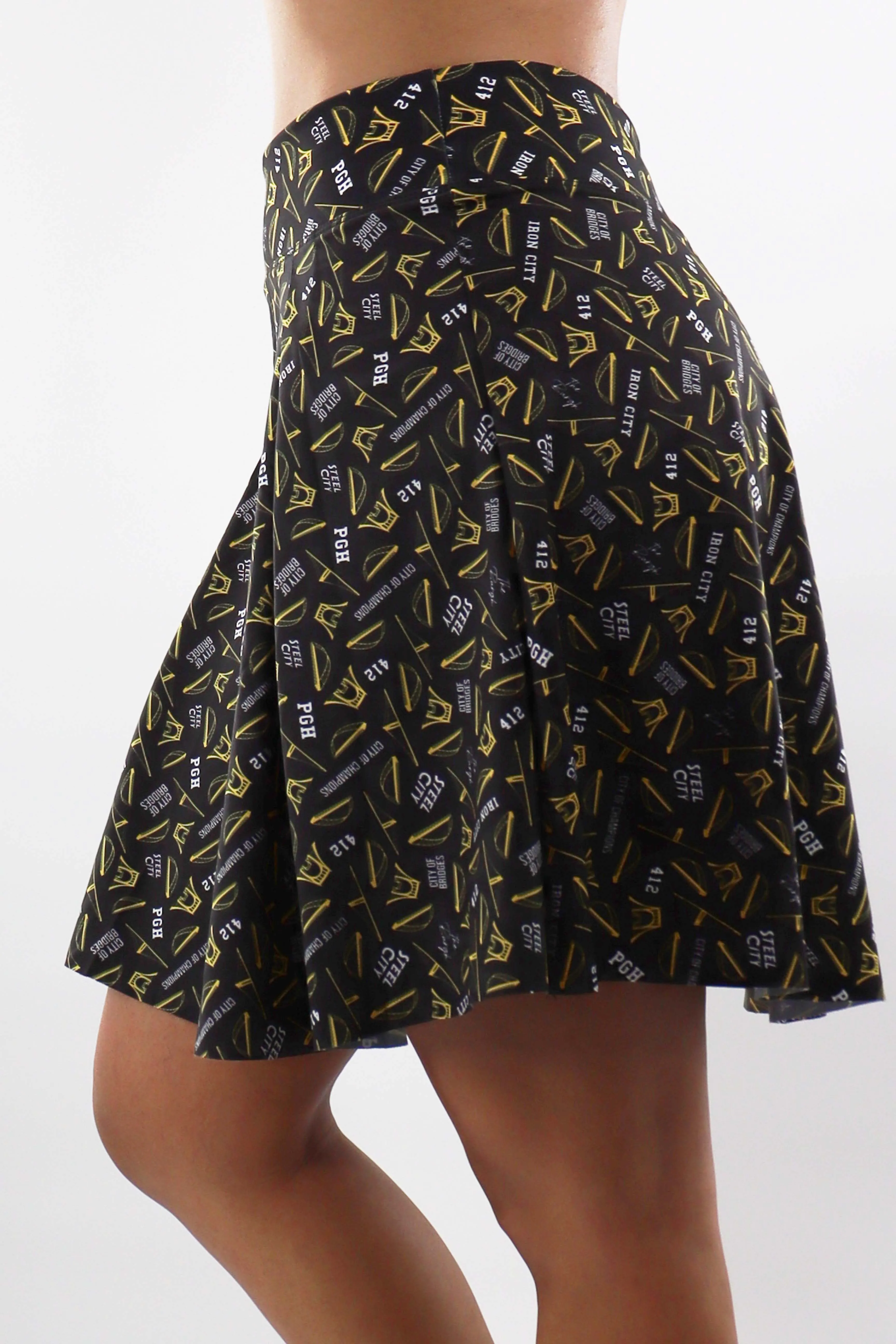 3016 - The Pittsburgh Hometown Swift Motion Skort - Black & Gold Print - FINAL SALE