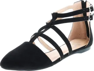 Abela-1 Women's Double Ankle Strap T-Strap Ballerina Flats Half Size Big