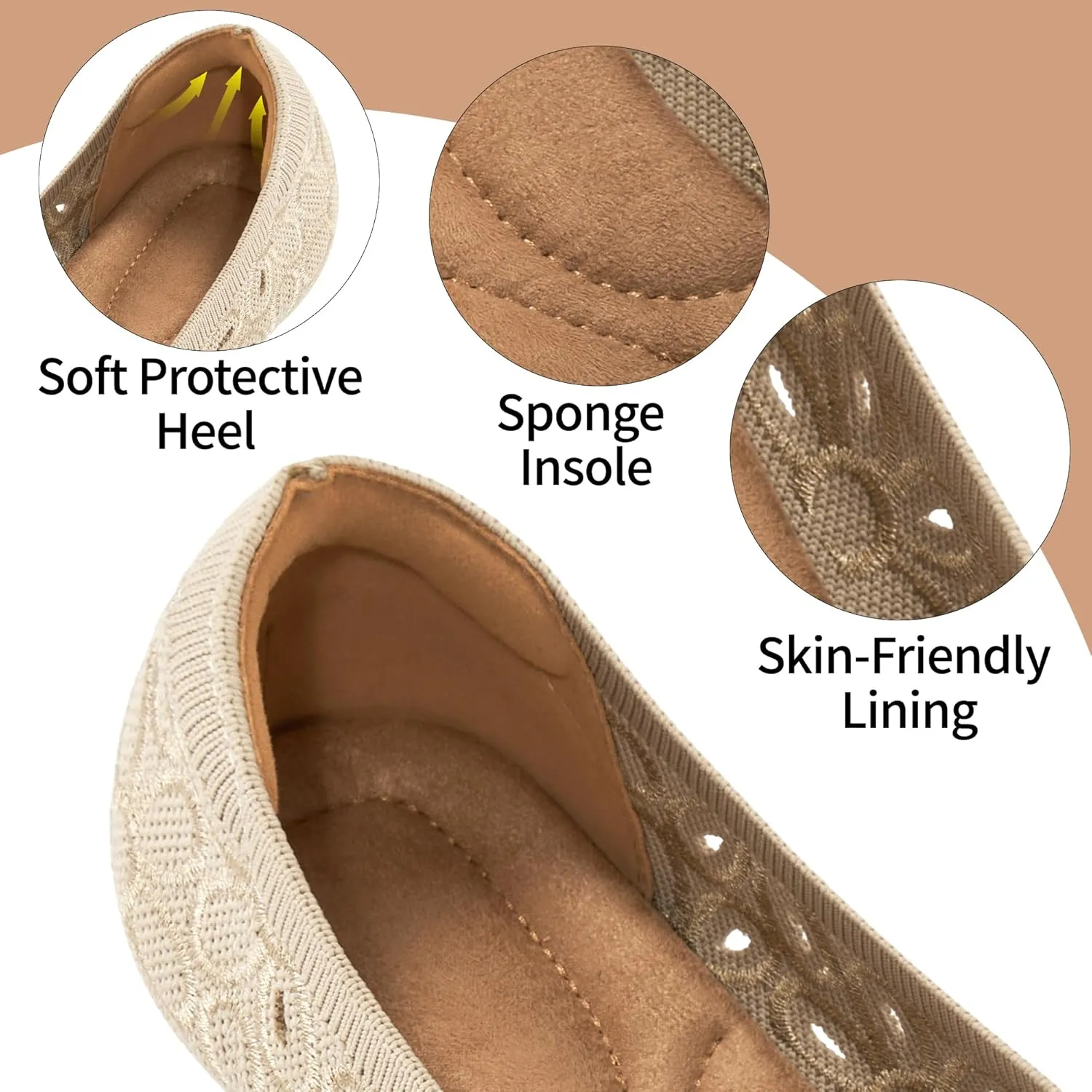Ablanczoom Ballet Flats Shoes for Women: Round Toe Slip on Summer Comfortable Dress Shoes for Work Casual Wedding