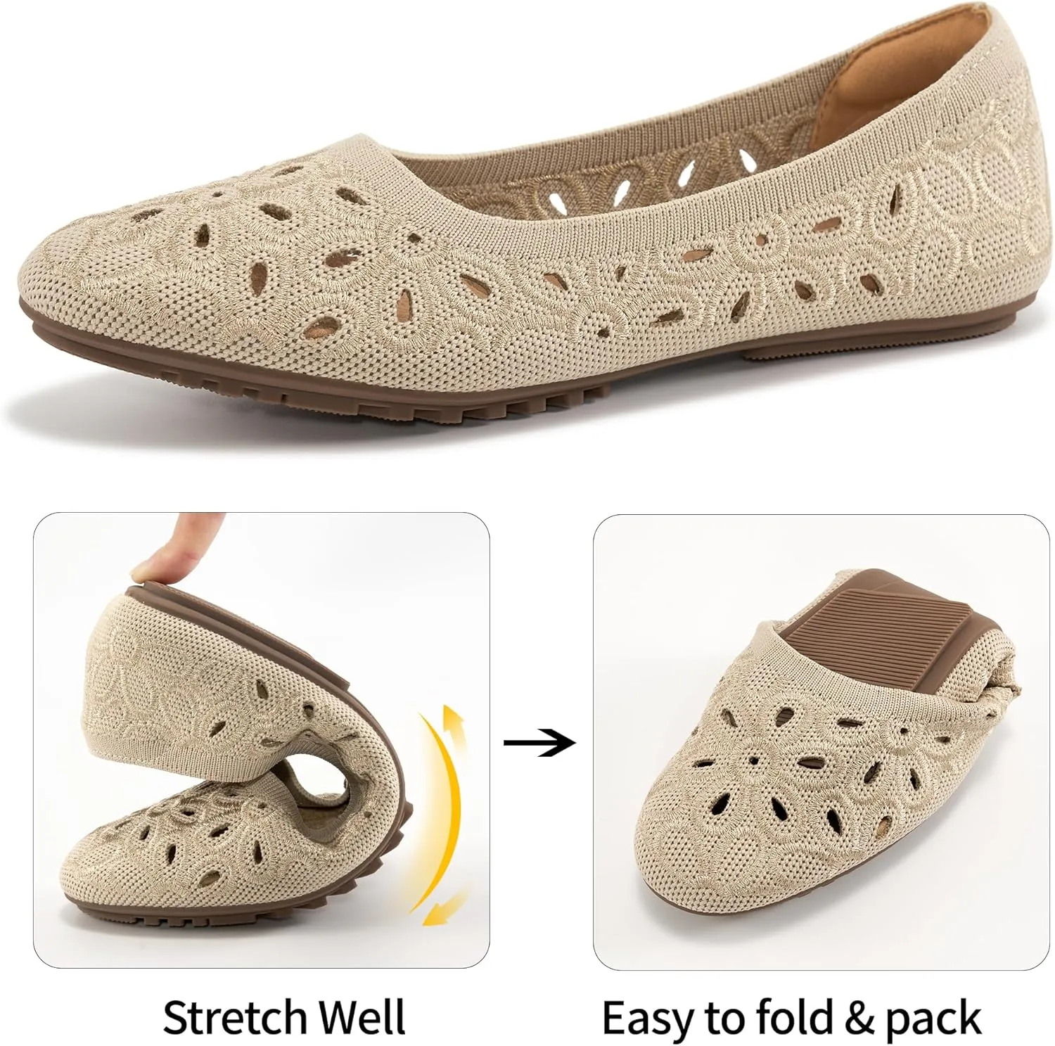 Ablanczoom Ballet Flats Shoes for Women: Round Toe Slip on Summer Comfortable Dress Shoes for Work Casual Wedding