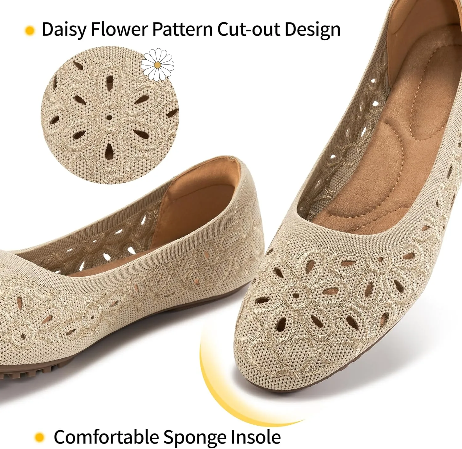 Ablanczoom Ballet Flats Shoes for Women: Round Toe Slip on Summer Comfortable Dress Shoes for Work Casual Wedding