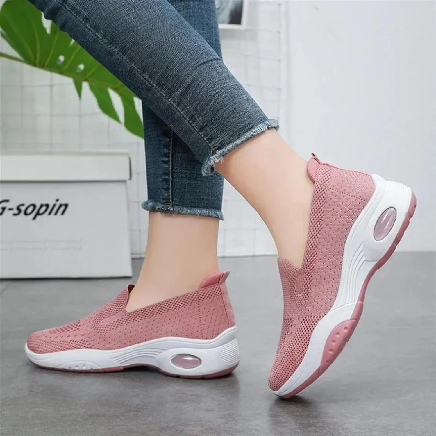 Adults Platform Sneakers Lightweight Breathable Travel Flats Shoes Air Cushion Sports Tennis Walking Shoes For Students