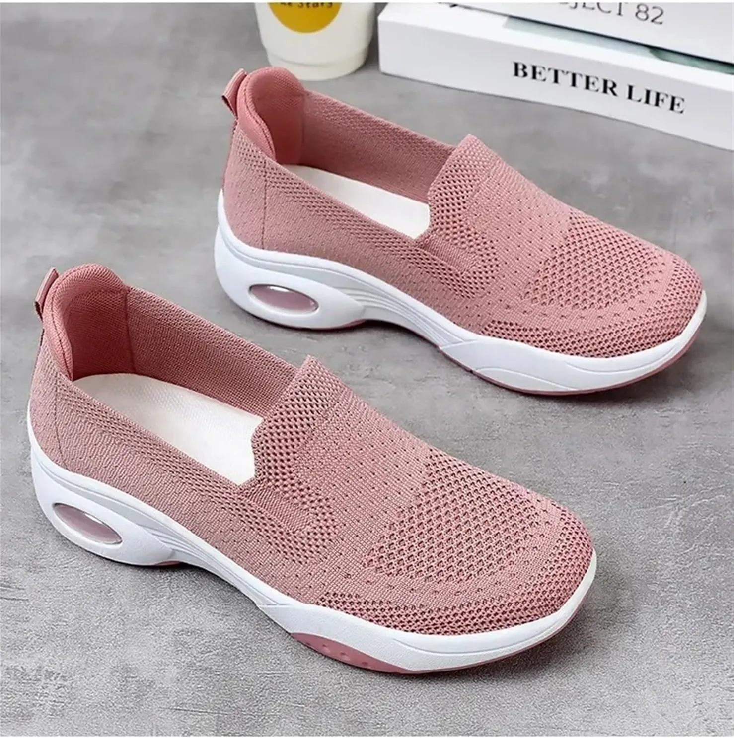 Adults Platform Sneakers Lightweight Breathable Travel Flats Shoes Air Cushion Sports Tennis Walking Shoes For Students