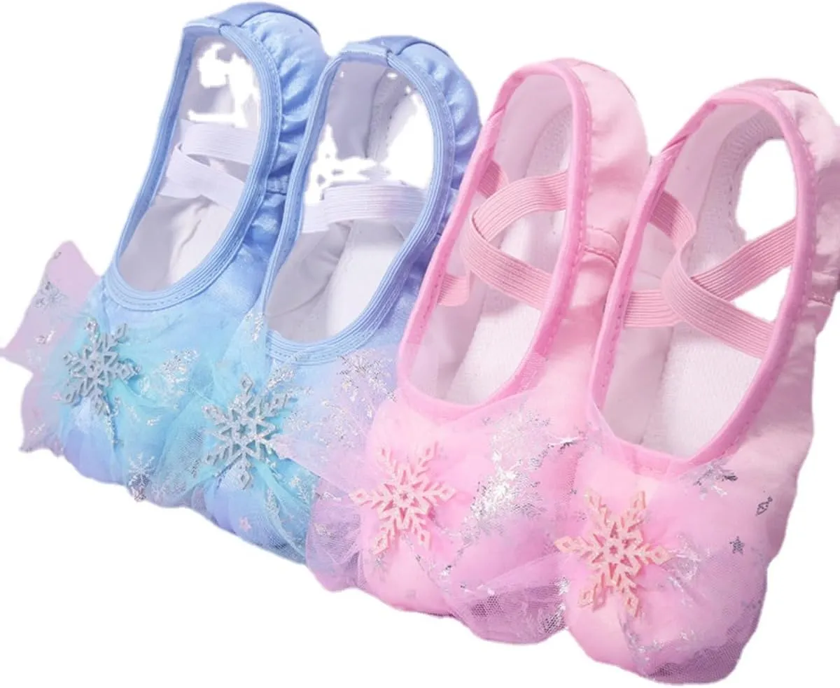 Anneken Ballet Shoes for Girls Satin Dance Flat Practice Slippers Split Soft Leather Flat Sole Yoga Gymnastics Shoes