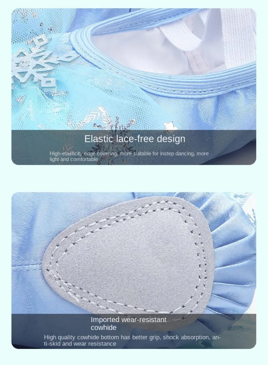 Anneken Ballet Shoes for Girls Satin Dance Flat Practice Slippers Split Soft Leather Flat Sole Yoga Gymnastics Shoes