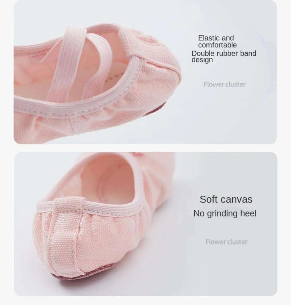 Anneken Ballet Shoes for Girls Toddler No Tie Canvas Dance Flats Practice Slippers Split Soft Leather Flat Shoes (Toddler/Little/Big Kid)