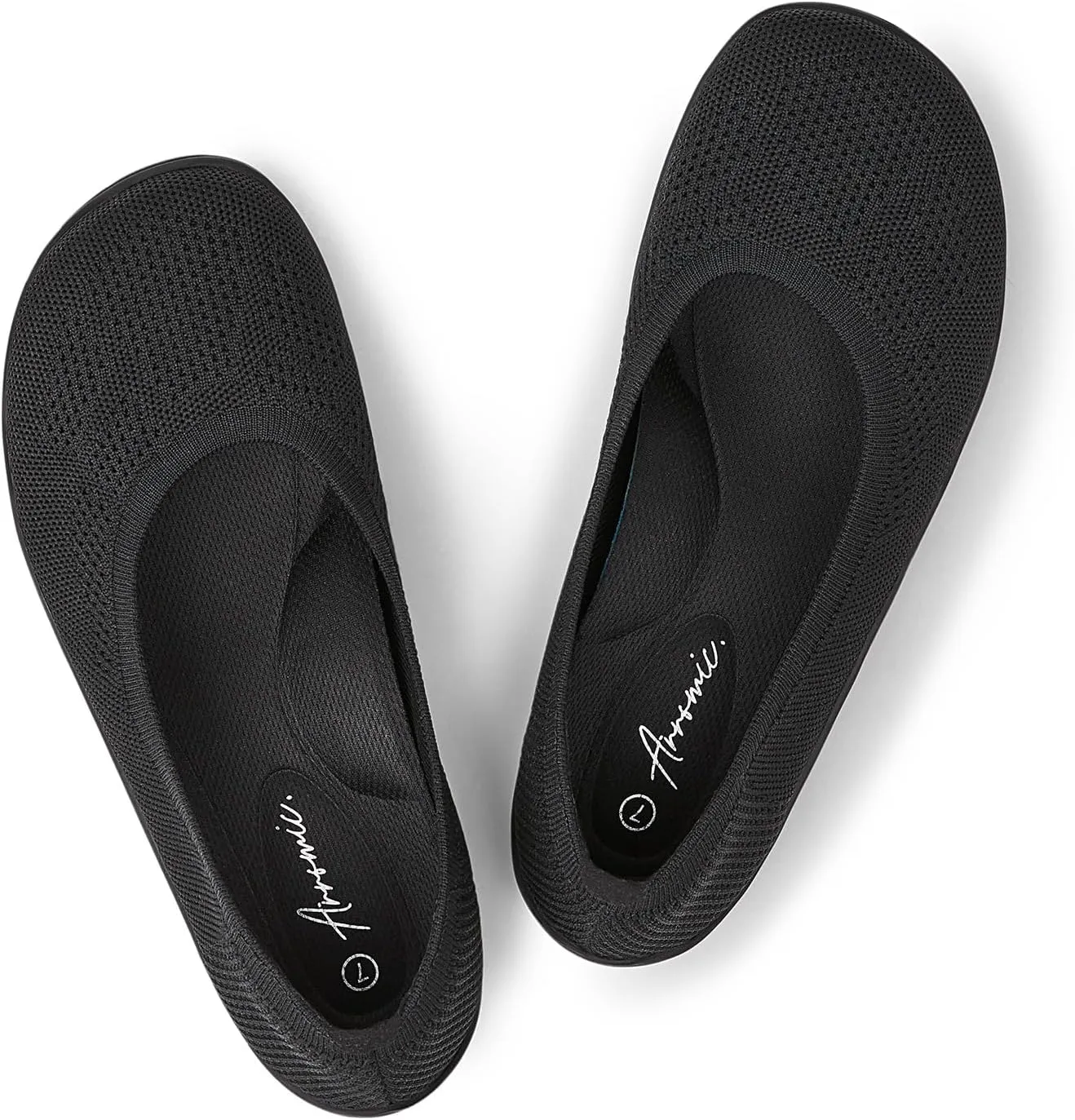 Arromic Wide Toe Box Ballet Flats Shoes for Women Slip on Knit Dressy Shoes Washable Soft Ballerina Lightweight Ladies Walking Flat