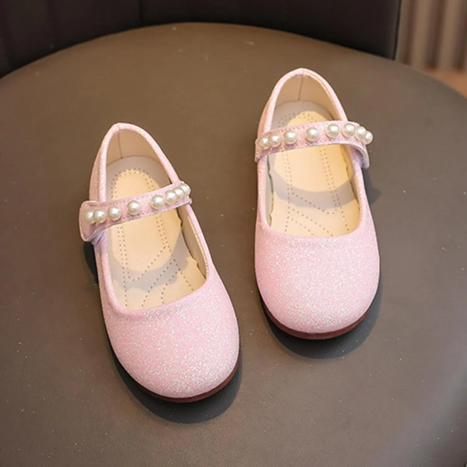 Baby Girl Shoes Non Slip Soft Sole PU Leather Dress Up Shoes Sparkly Princess Mary Jane Shoes Classic Formal Shoes
