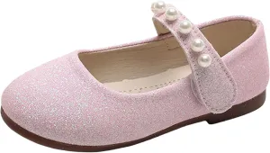 Baby Girl Shoes Non Slip Soft Sole PU Leather Dress Up Shoes Sparkly Princess Mary Jane Shoes Classic Formal Shoes