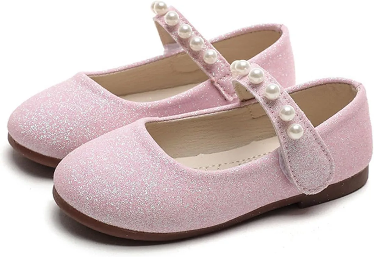 Baby Girl Shoes Non Slip Soft Sole PU Leather Dress Up Shoes Sparkly Princess Mary Jane Shoes Classic Formal Shoes
