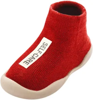 Baby Sock Shoes,1-5 Years Kids Toddler Boys Girls Solid Sock Shoes Letter Anti-Slip Knitted Warm First Walkers Shoes