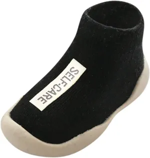 Baby Sock Shoes,1-5 Years Kids Toddler Boys Girls Solid Sock Shoes Letter Anti-Slip Knitted Warm First Walkers Shoes