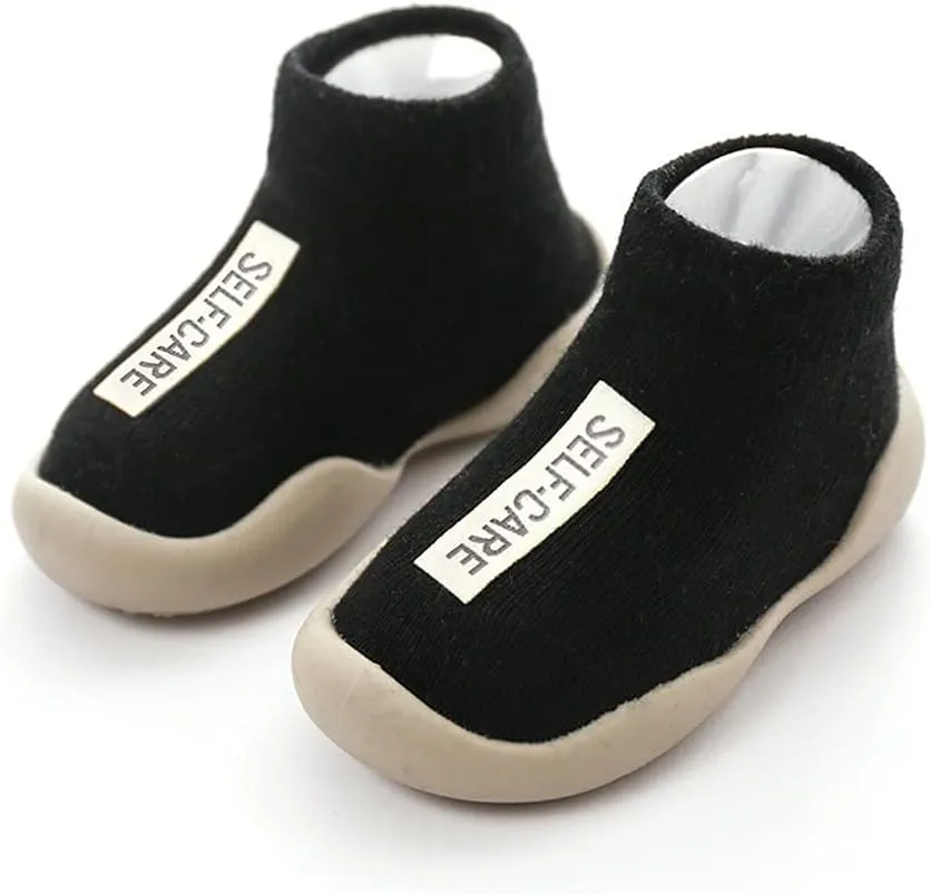 Baby Sock Shoes,1-5 Years Kids Toddler Boys Girls Solid Sock Shoes Letter Anti-Slip Knitted Warm First Walkers Shoes