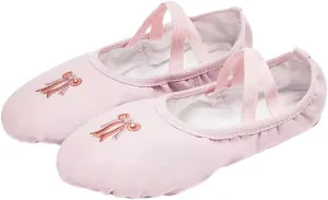 Ballet Dance Shoes for Girls Split Sole Embroidered Bow Design Toddler Little Girls