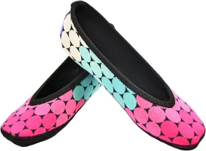 Ballet Flats Women's Slippers, Travel Slippers, Yoga Socks, Indoor Shoes, Rainbow Dandie Dot, Medium