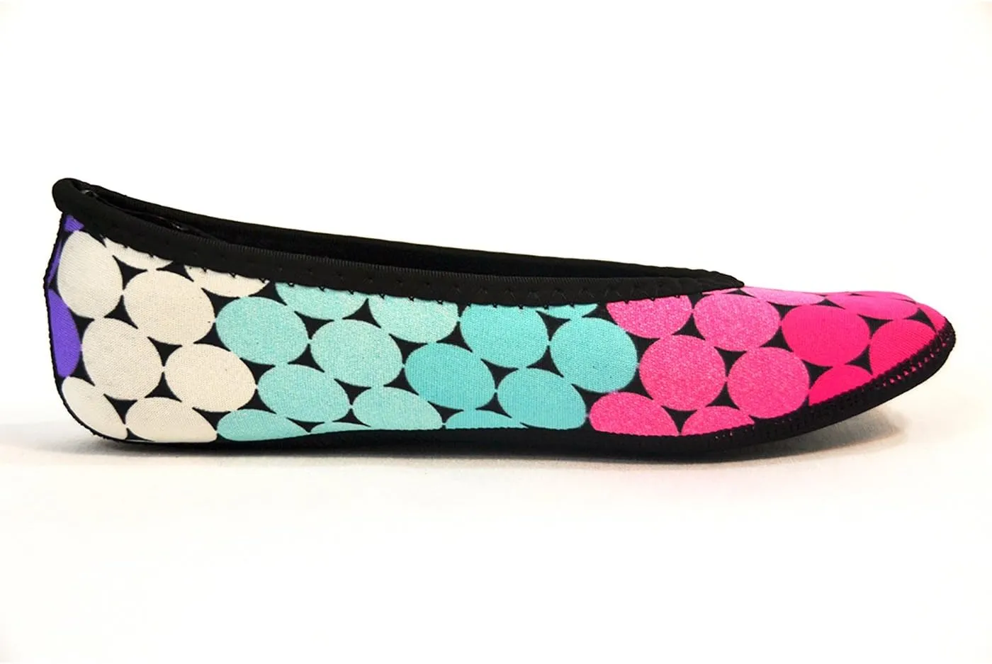 Ballet Flats Women's Slippers, Travel Slippers, Yoga Socks, Indoor Shoes, Rainbow Dandie Dot, Medium