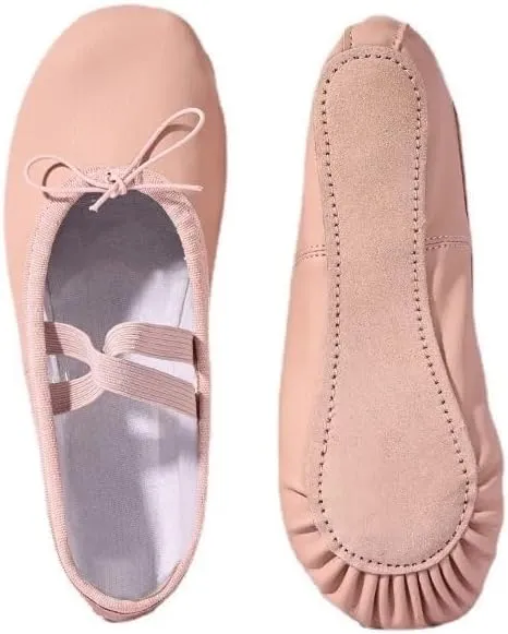 Ballet Shoes Women Ballet Slippers for Woman Danseuse PU Leather Professional Dancers for Girls Kids Soft Sole Children Toddler Dance Shoes Dance Shoes(Free Lace Split Sole,24)
