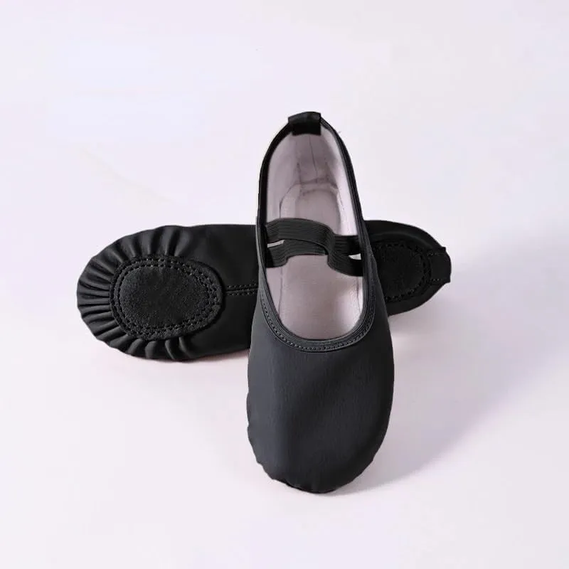 Ballet Shoes Women Ballet Slippers for Woman Danseuse PU Leather Professional Dancers for Girls Kids Soft Sole Children Toddler Dance Shoes Dance Shoes(Free Lace Split Sole,24)