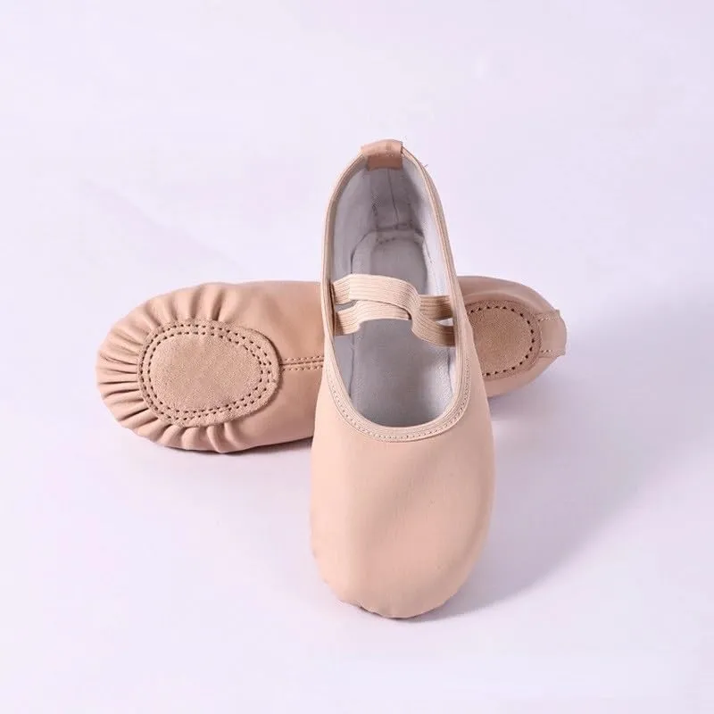 Ballet Shoes Women Ballet Slippers for Woman Danseuse PU Leather Professional Dancers for Girls Kids Soft Sole Children Toddler Dance Shoes Dance Shoes(Free Lace Split Sole,24)