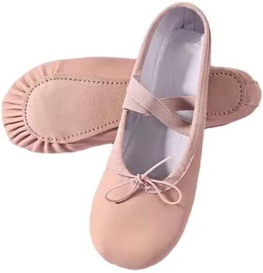 Ballet Shoes Women Ballet Slippers for Woman Danseuse PU Leather Professional Dancers for Girls Kids Soft Sole Children Toddler Dance Shoes Dance Shoes(Free Lace Split Sole,24)