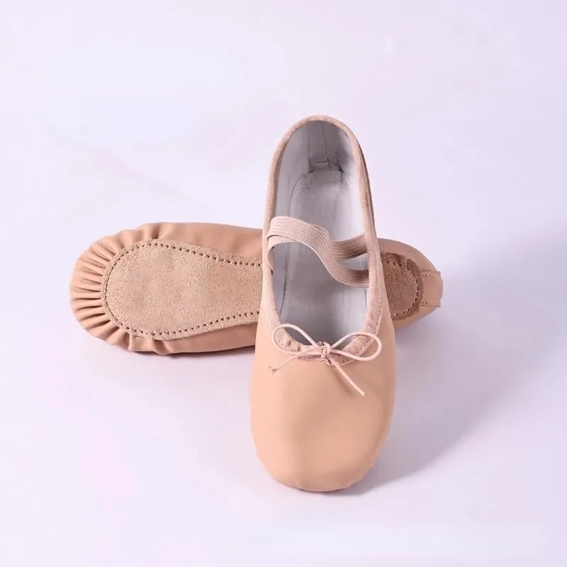 Ballet Shoes Women Ballet Slippers for Woman Danseuse PU Leather Professional Dancers for Girls Kids Soft Sole Children Toddler Dance Shoes Dance Shoes(Free Lace Split Sole,24)