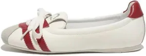 Ballet Sneakers for Woman Leather Trendy Lace Up Ballerina Flats Round Toe Fancy Walking Office Ballet Shoes 2025 Spring Summer Casual Daily Comfortable Footwear