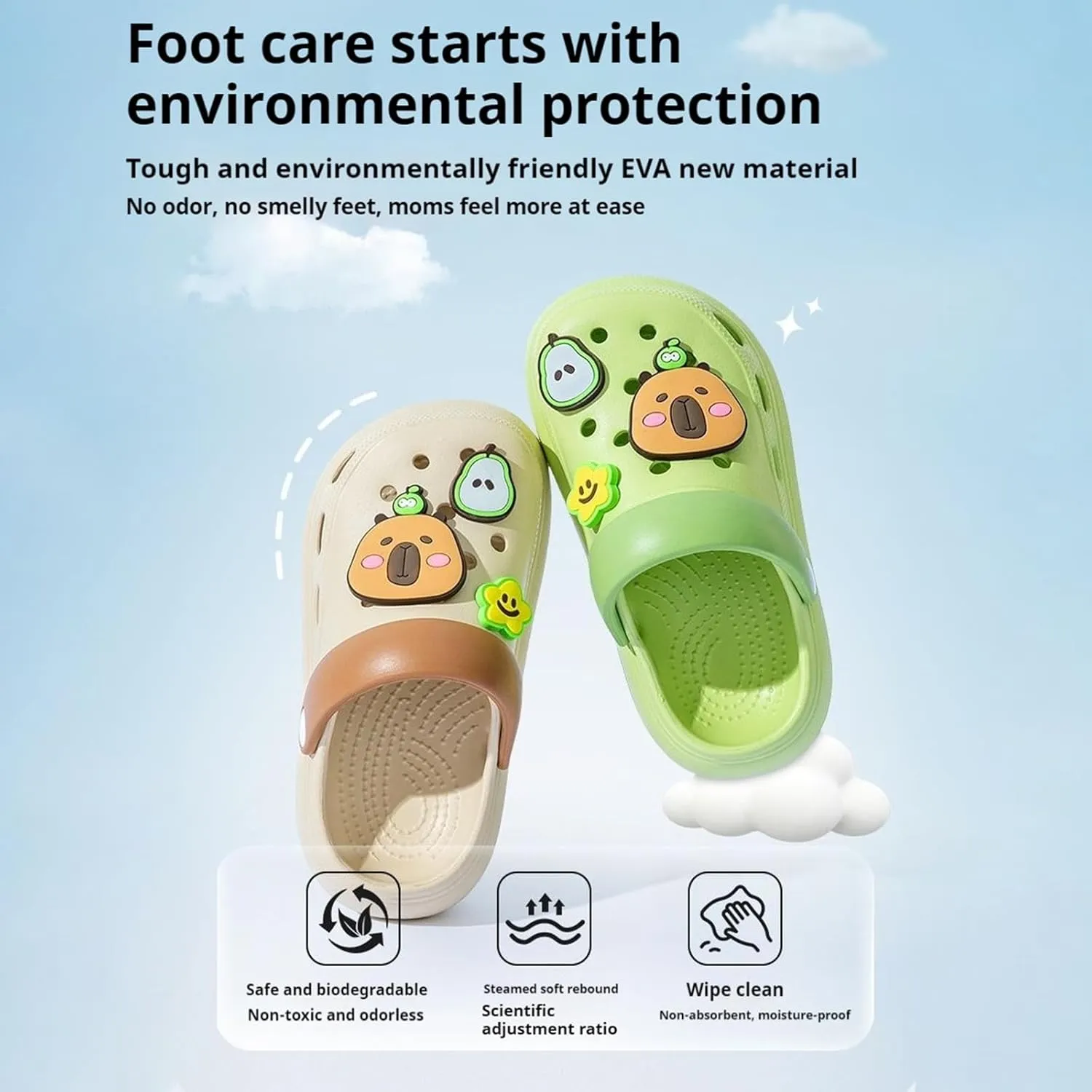 Beach Vacation Essentials Clogs for Toddler Kids Cartoon Garden Water Shower Shoes Slides Slippers Pool Sandals for Boys Girl