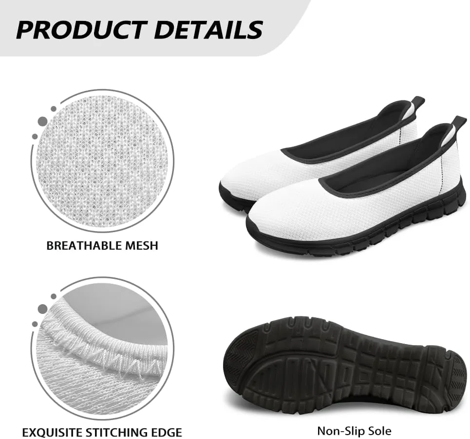 Binienty Casual Shoes for Women Mesh Kint Breathable Loafers Trendy Slip On Walking Sneakers Round Toe Flats for Travel