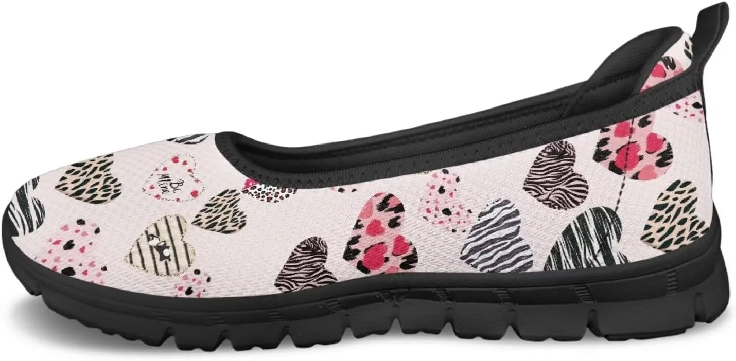 Binienty Casual Shoes for Women Mesh Kint Breathable Loafers Trendy Slip On Walking Sneakers Round Toe Flats for Travel