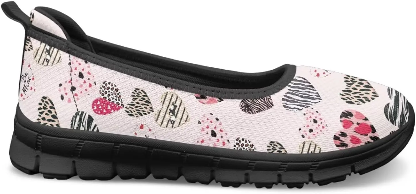 Binienty Casual Shoes for Women Mesh Kint Breathable Loafers Trendy Slip On Walking Sneakers Round Toe Flats for Travel