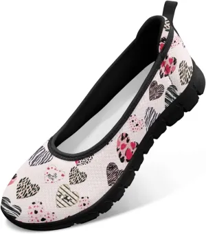Binienty Casual Shoes for Women Mesh Kint Breathable Loafers Trendy Slip On Walking Sneakers Round Toe Flats for Travel