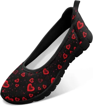 Binienty Casual Shoes for Women Mesh Kint Breathable Loafers Trendy Slip On Walking Sneakers Round Toe Flats for Travel