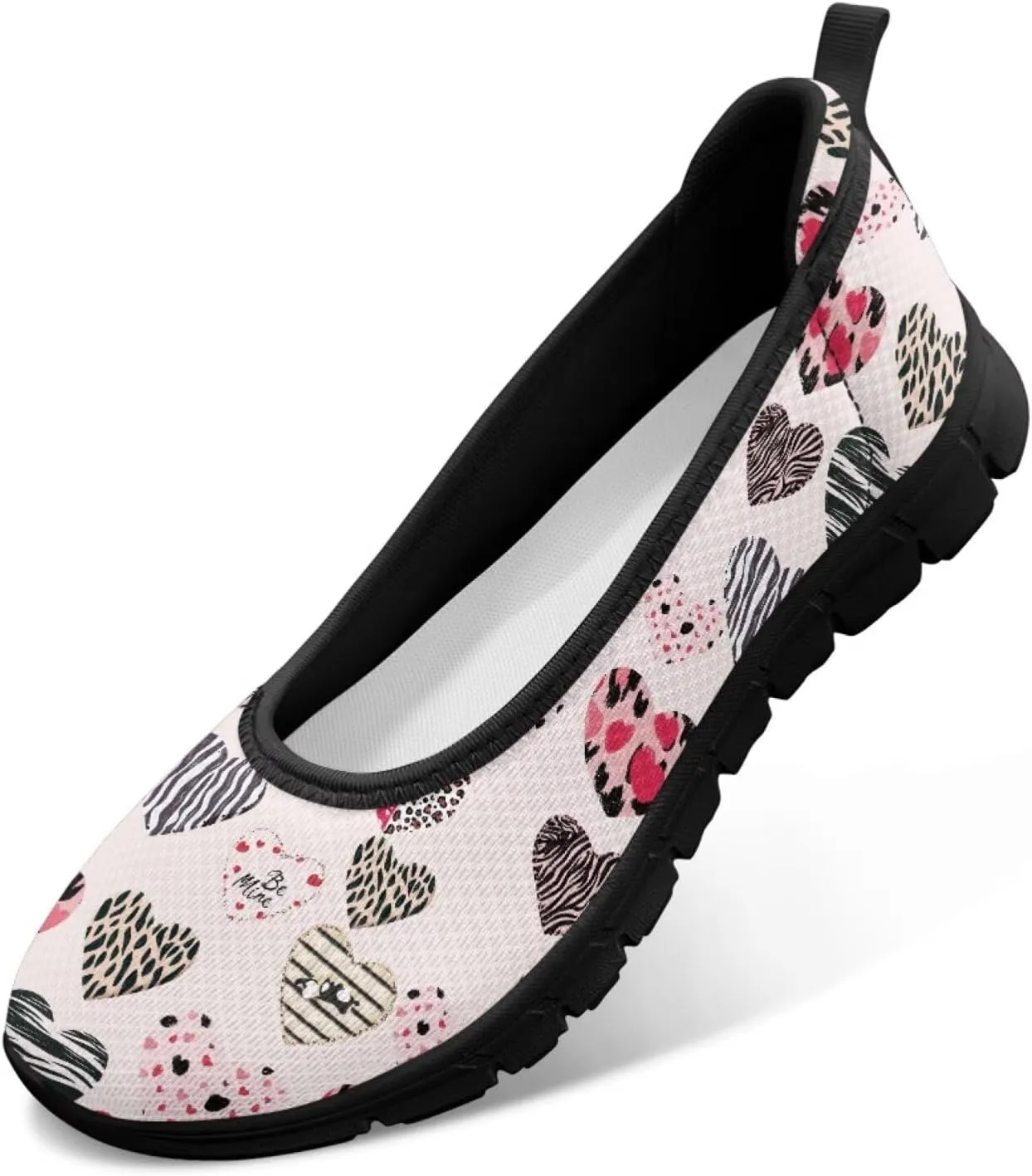Binienty Casual Shoes for Women Mesh Kint Breathable Loafers Trendy Slip On Walking Sneakers Round Toe Flats for Travel