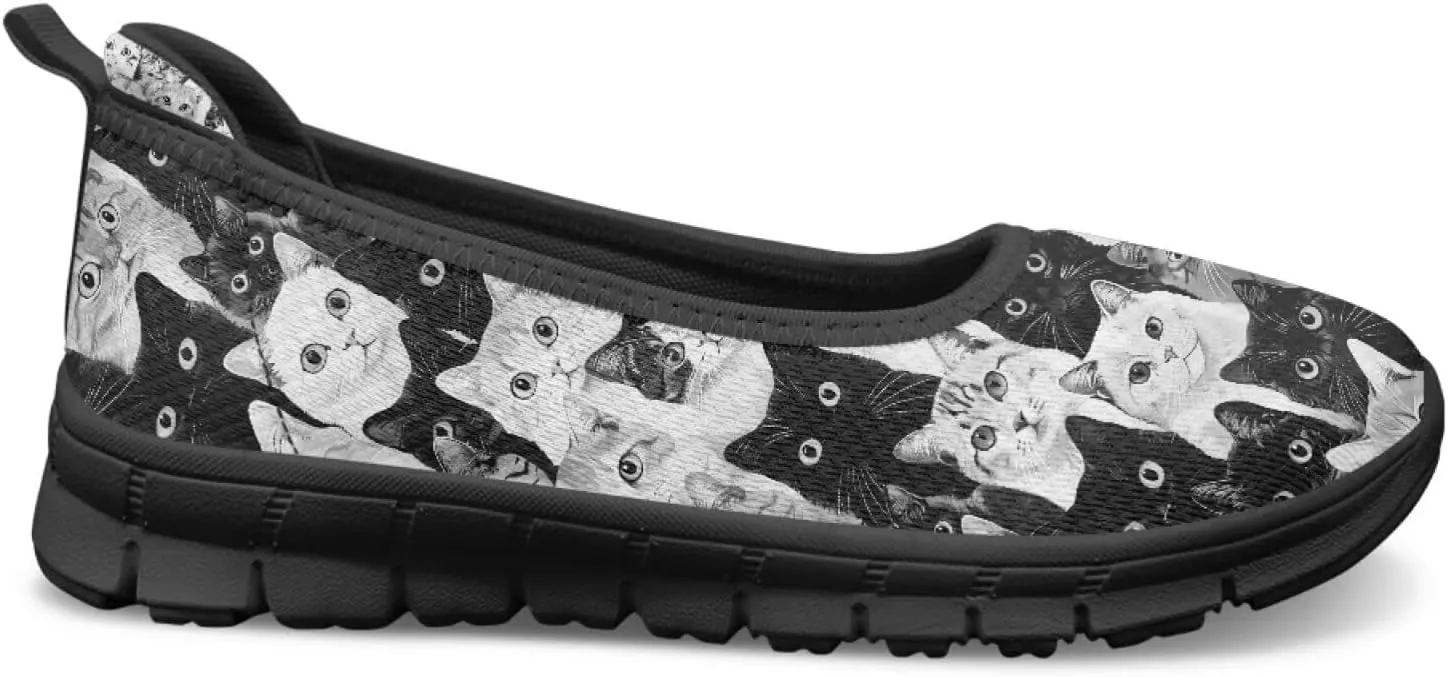 Binienty Women's Wide Toe Box Flats Slip on Dress Walking Comfort Shoe Breatheble Knit Ballet Flat for Women Outdoor