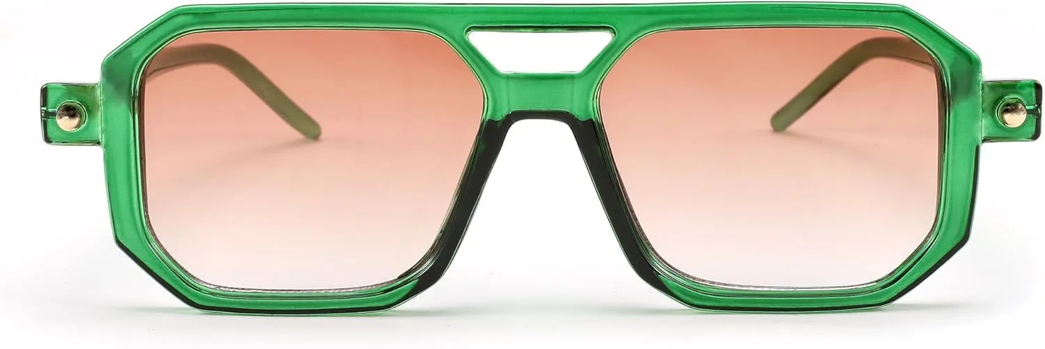 BUTABY Retro Square 70s Flat Aviator Sunglasses Women Men Vintage Trendy Plastic Frame Sun Glasses UV400 Protection