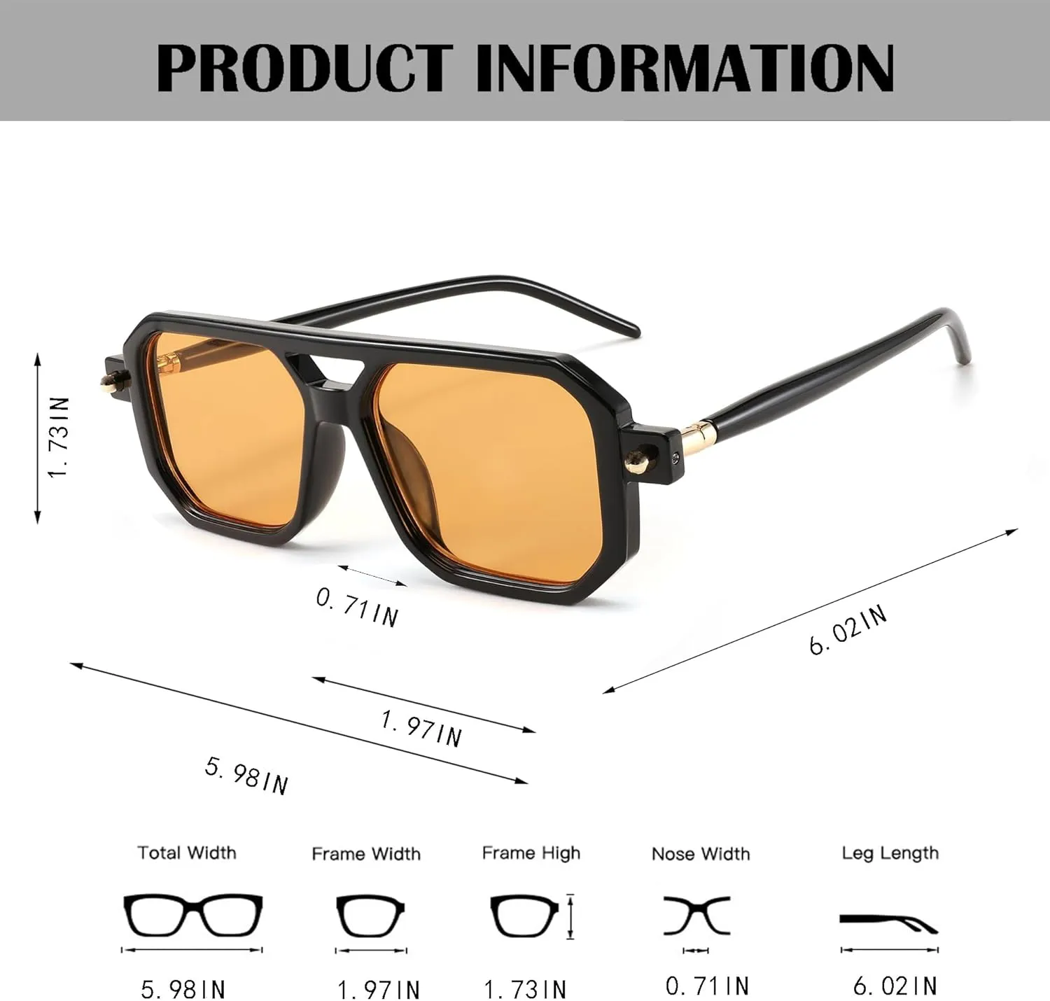 BUTABY Retro Square 70s Flat Aviator Sunglasses Women Men Vintage Trendy Plastic Frame Sun Glasses UV400 Protection