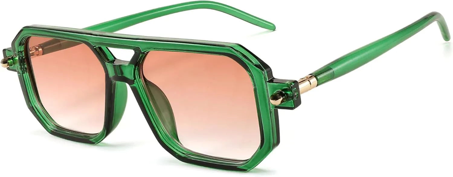 BUTABY Retro Square 70s Flat Aviator Sunglasses Women Men Vintage Trendy Plastic Frame Sun Glasses UV400 Protection
