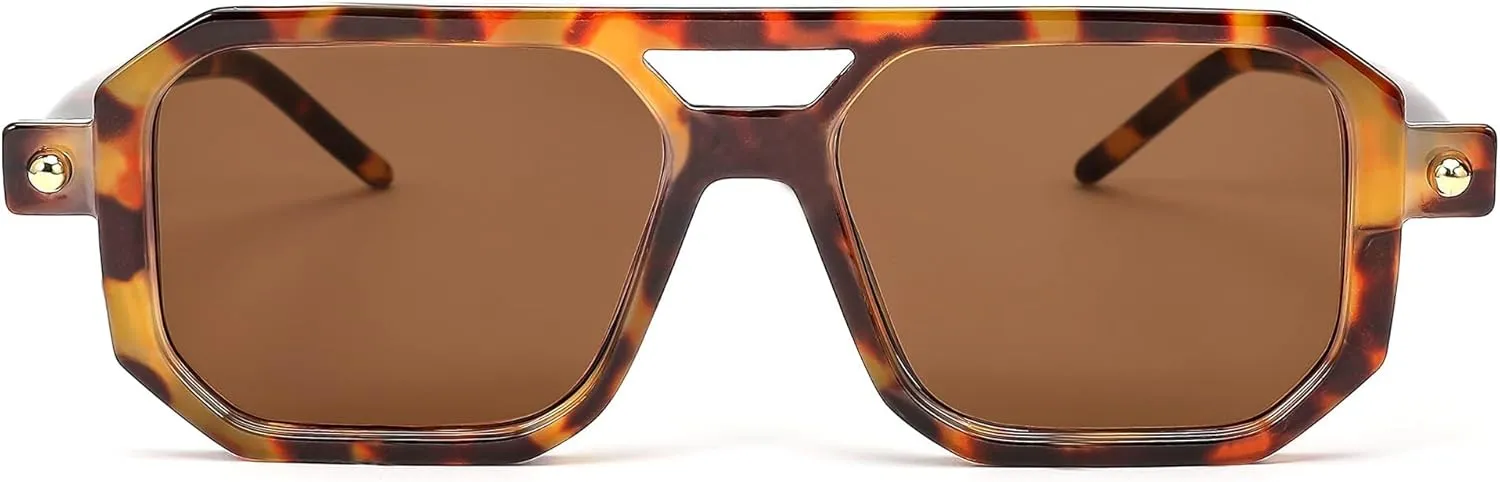 BUTABY Retro Square 70s Flat Aviator Sunglasses Women Men Vintage Trendy Plastic Frame Sun Glasses UV400 Protection
