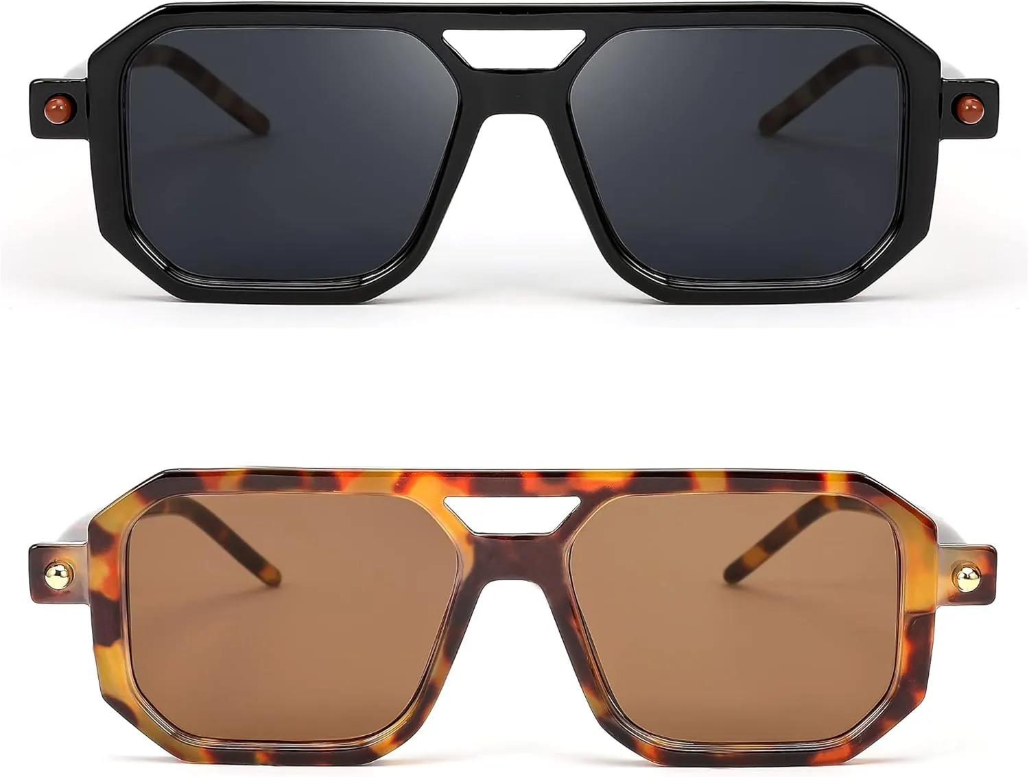 BUTABY Retro Square 70s Flat Aviator Sunglasses Women Men Vintage Trendy Plastic Frame Sun Glasses UV400 Protection