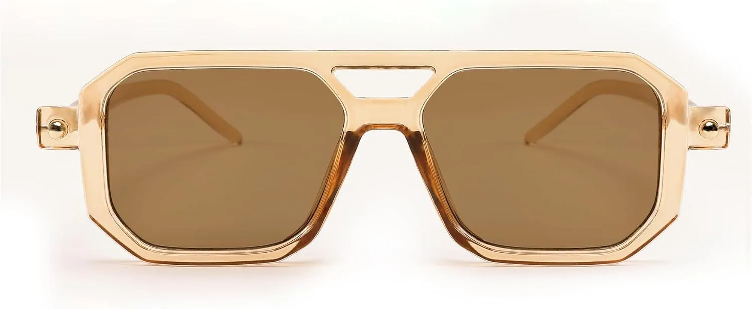 BUTABY Retro Square 70s Flat Aviator Sunglasses Women Men Vintage Trendy Plastic Frame Sun Glasses UV400 Protection