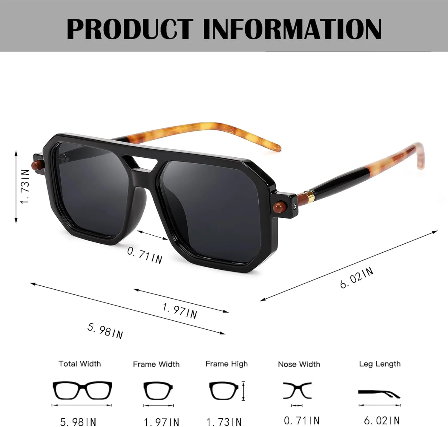 BUTABY Retro Square 70s Flat Aviator Sunglasses Women Men Vintage Trendy Plastic Frame Sun Glasses UV400 Protection