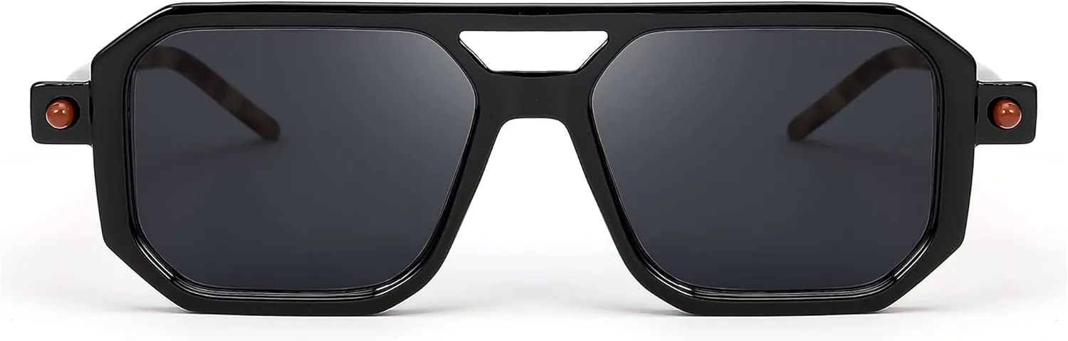 BUTABY Retro Square 70s Flat Aviator Sunglasses Women Men Vintage Trendy Plastic Frame Sun Glasses UV400 Protection