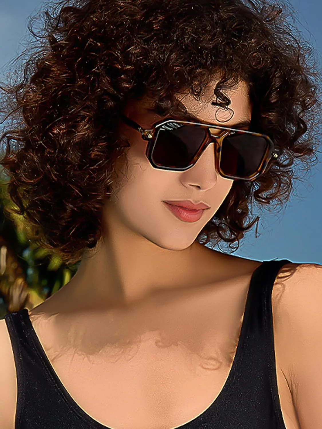 BUTABY Retro Square 70s Flat Aviator Sunglasses Women Men Vintage Trendy Plastic Frame Sun Glasses UV400 Protection