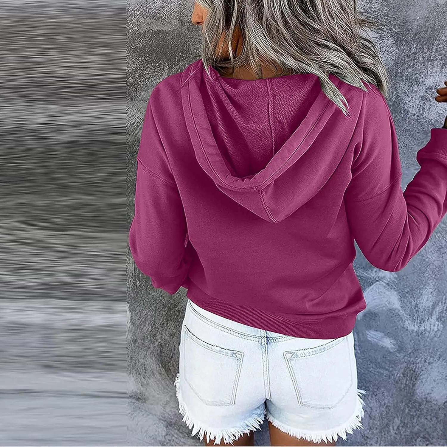 Button Hoodie Tops Dressy Casual Hoodies for Women Long Sleeve Pockets Sweatshirts Fashion 2025 Fall Clothes