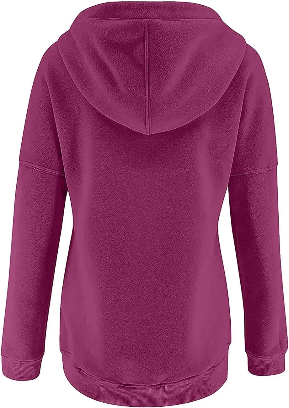 Button Hoodie Tops Dressy Casual Hoodies for Women Long Sleeve Pockets Sweatshirts Fashion 2025 Fall Clothes