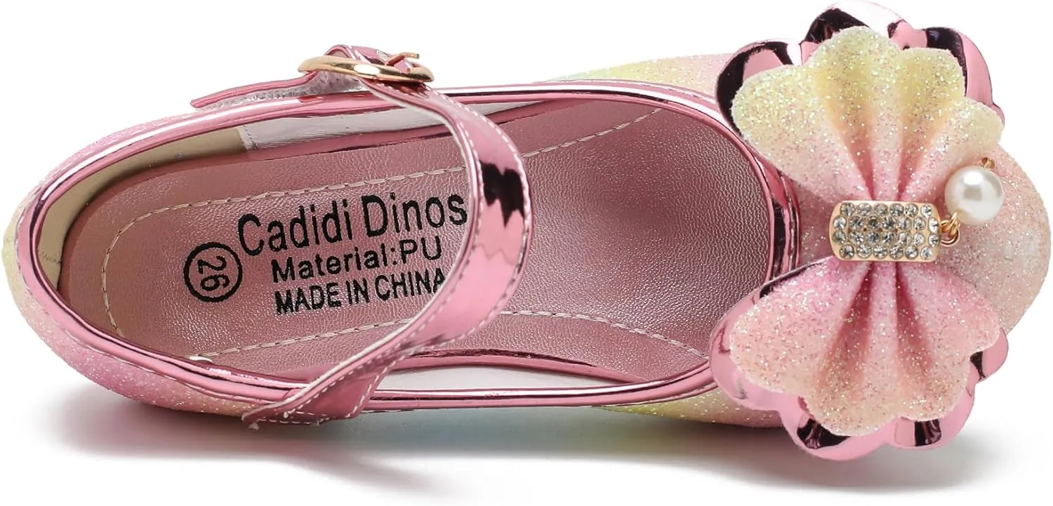 Cadidi Dinos Girls Dress Shoes Wedding Party Heel Mary Jane Princess Flower Shoes (Toddler/Little Kid/Big Kid)