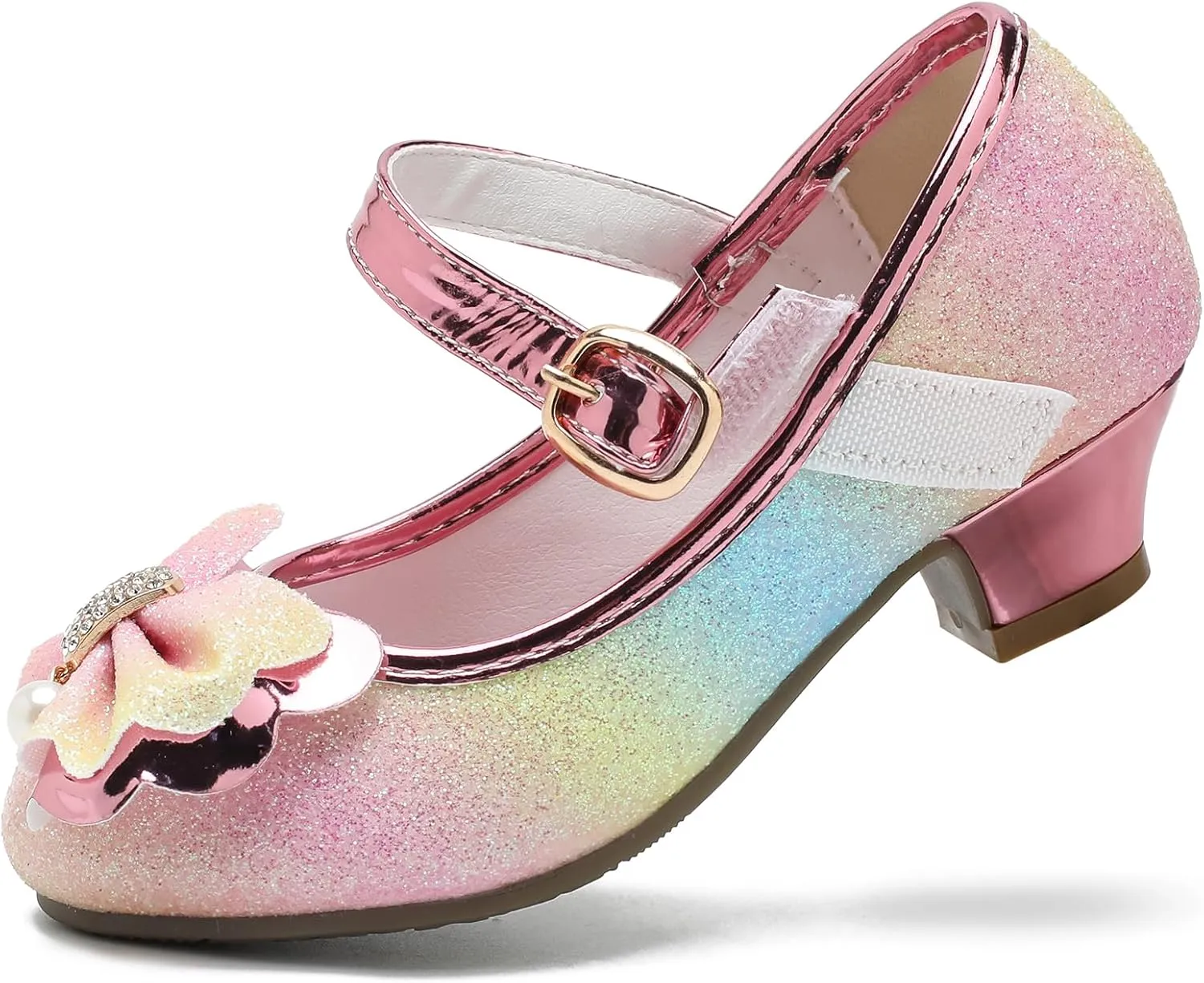 Cadidi Dinos Girls Dress Shoes Wedding Party Heel Mary Jane Princess Flower Shoes (Toddler/Little Kid/Big Kid)