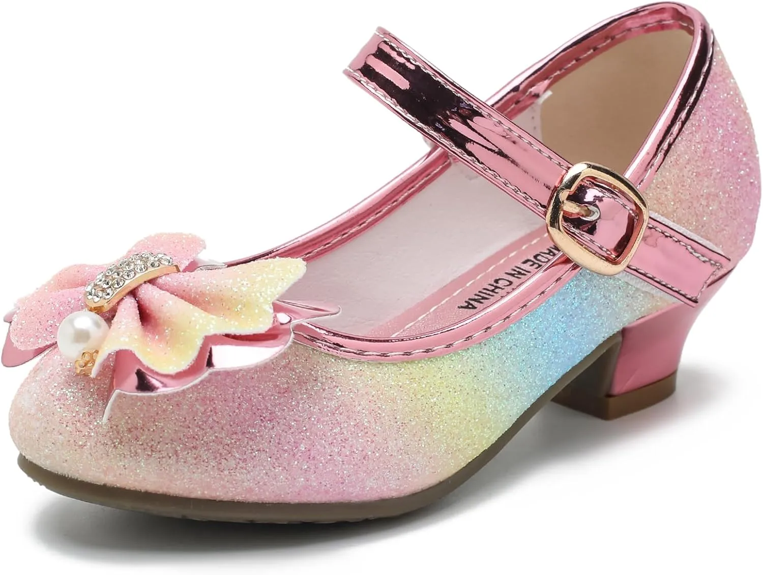 Cadidi Dinos Girls Dress Shoes Wedding Party Heel Mary Jane Princess Flower Shoes (Toddler/Little Kid/Big Kid)